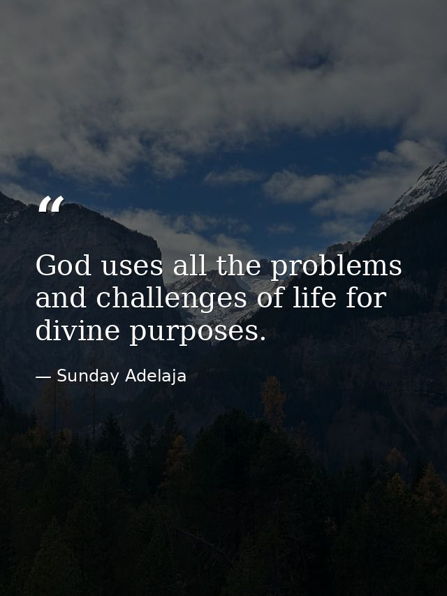 God uses all the problems and challenges of life for divine purposes. — Sunday Adelaja