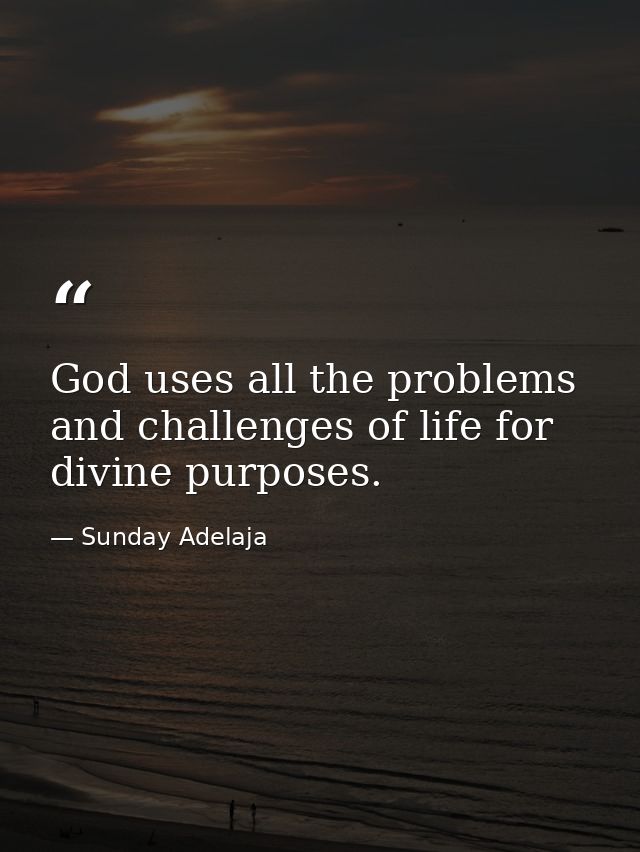 God uses all the problems and challenges of life for divine purposes. — Sunday Adelaja