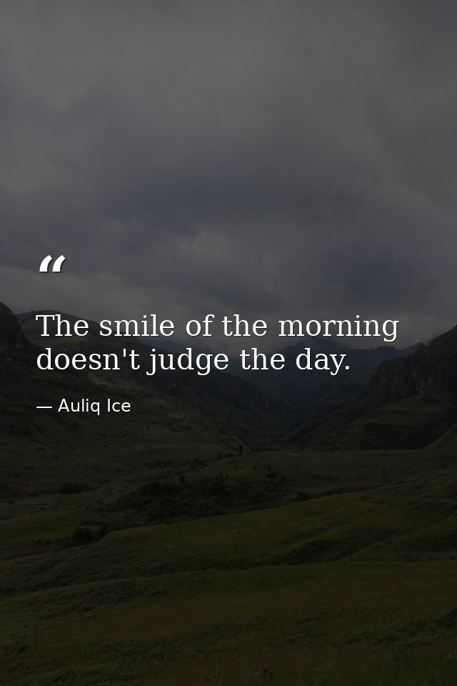 The smile of the morning doesn't judge the day. — Auliq Ice