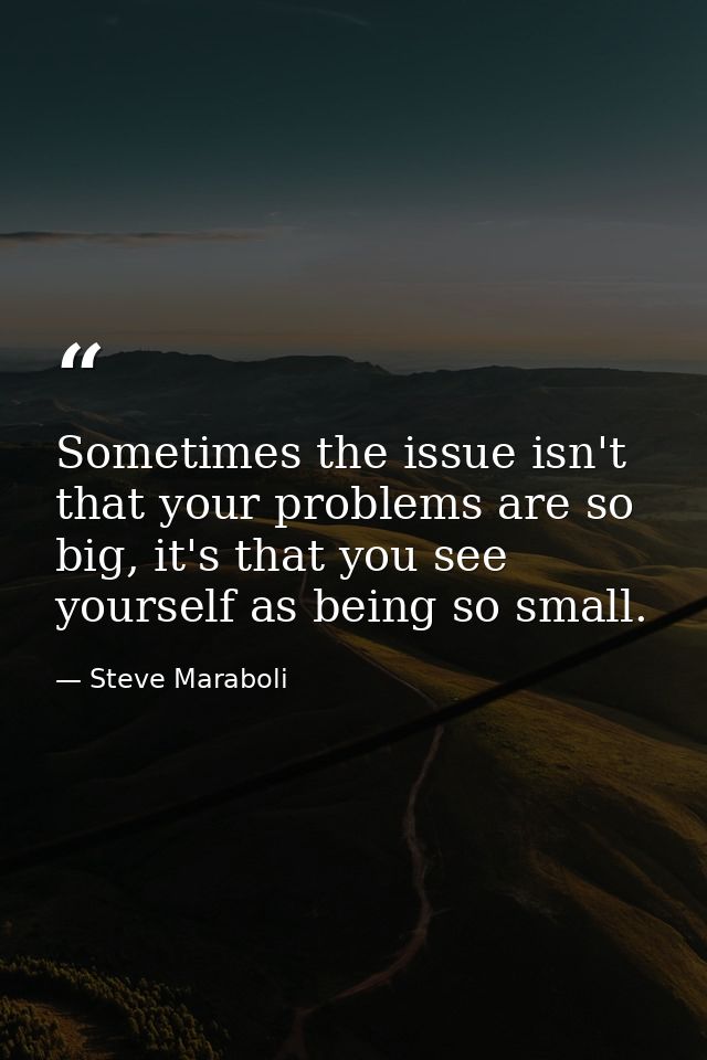 Sometimes the issue isn't that your problems are so big, it's that you see yourself as being so small. — Steve Maraboli