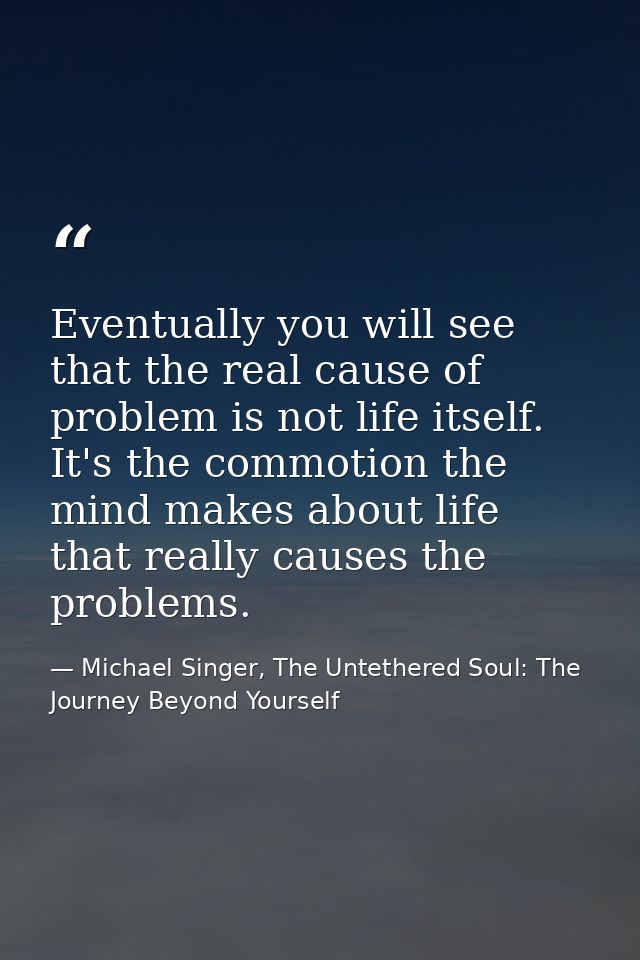 Eventually you will see that the real cause of problem is not life itself. It's the commotion the mind makes about life  — Michael Singer, The Untethered Soul: The Journey Beyond Yourself