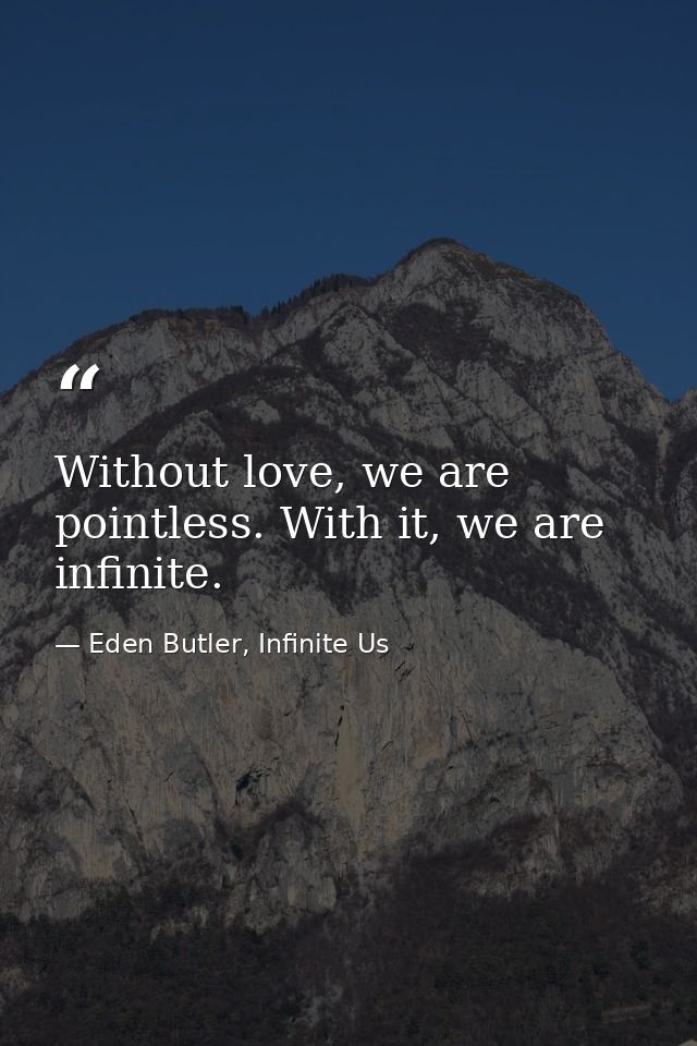 Without love, we are pointless. With it, we are infinite. — Eden Butler, Infinite Us