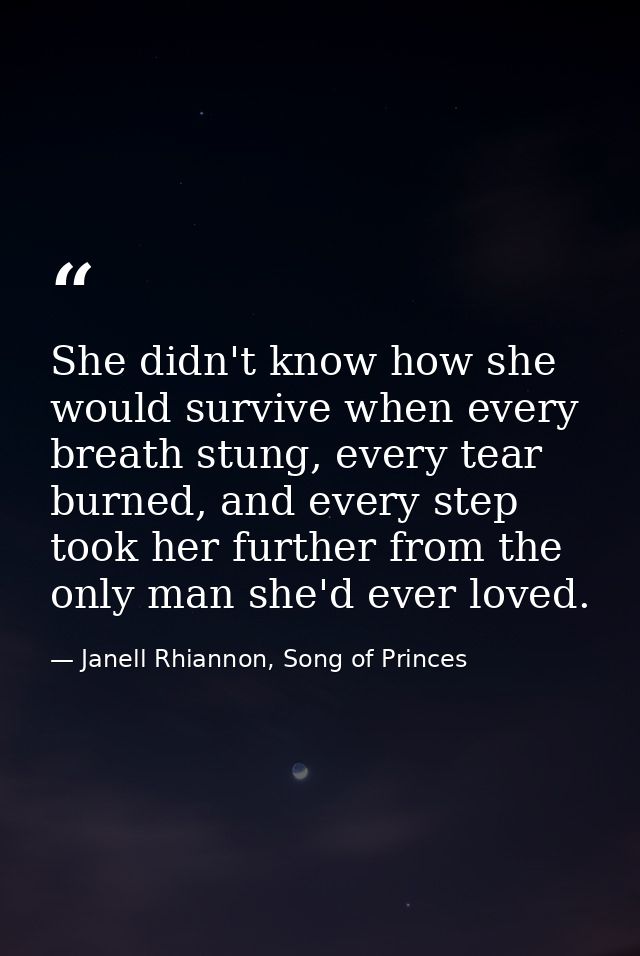 She didn't know how she would survive when every breath stung, every tear burned, and every step took her further from t — Janell Rhiannon, Song of Princes