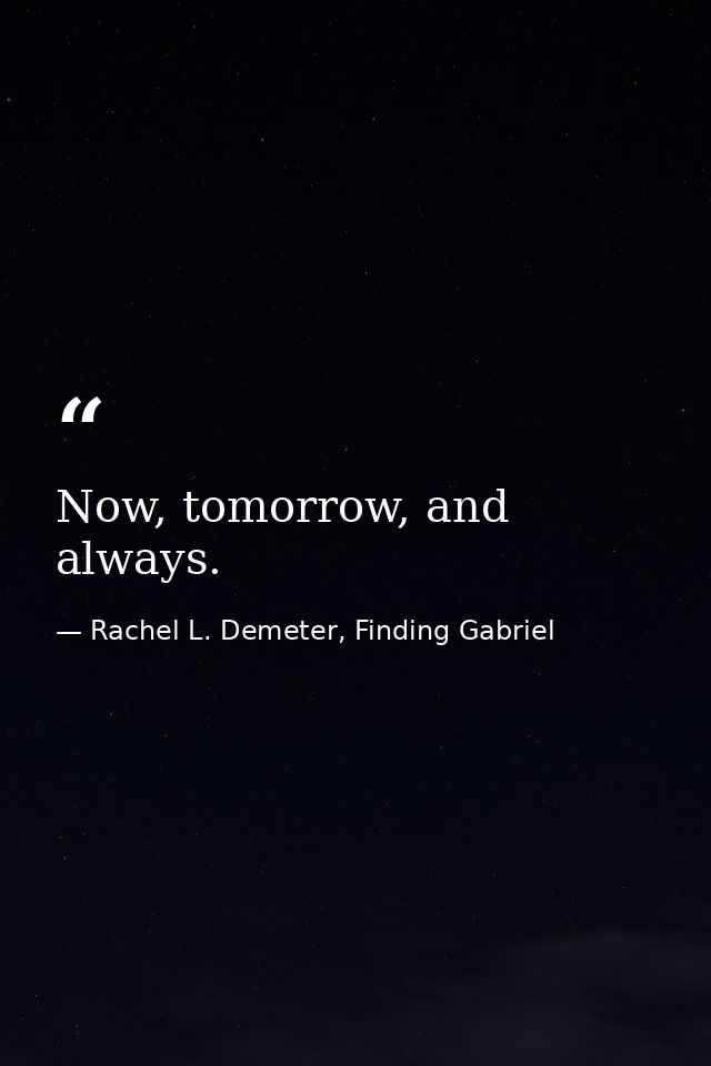 Now, tomorrow, and always. — Rachel L. Demeter, Finding Gabriel