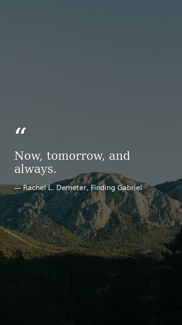 Now, tomorrow, and always. — Rachel L. Demeter, Finding Gabriel
