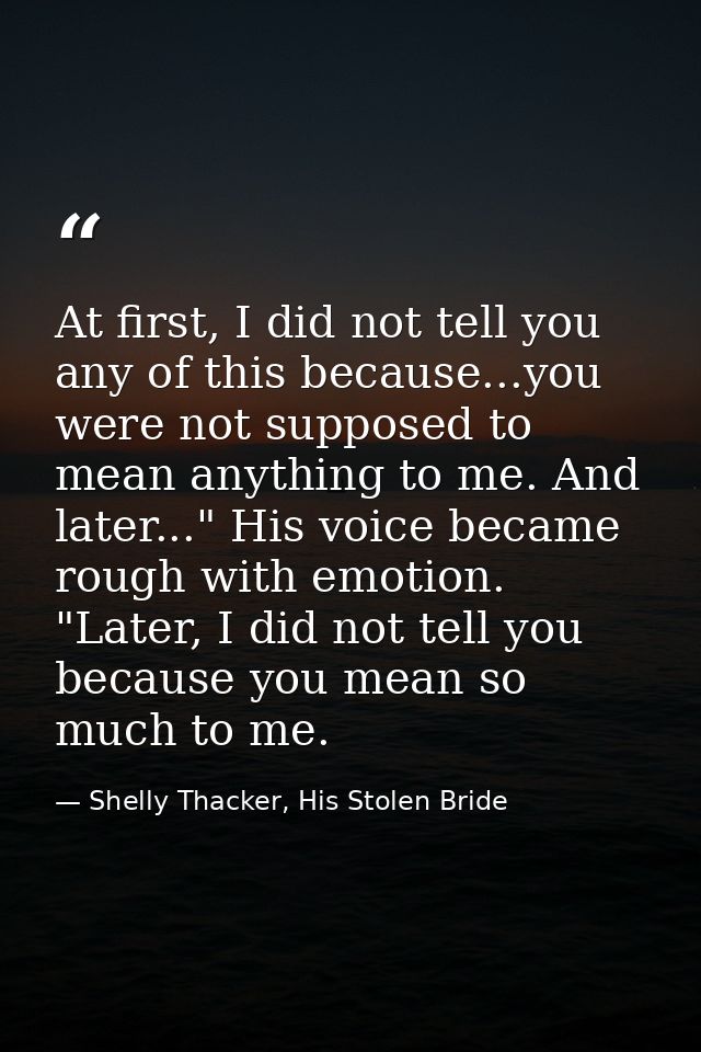 At first, I did not tell you any of this because...you were not supposed to mean anything to me. And later..." His voice — Shelly Thacker, His Stolen Bride