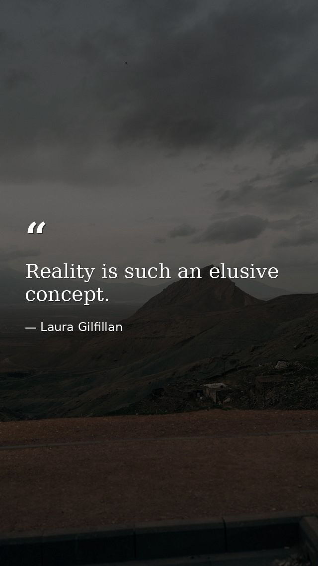 Reality is such an elusive concept. — Laura Gilfillan