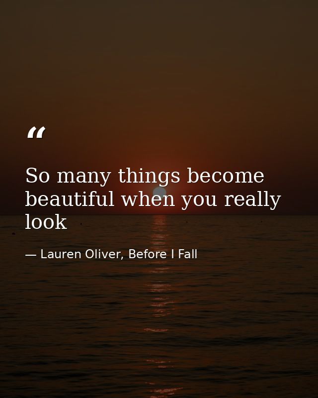 So many things become beautiful when you really look — Lauren Oliver, Before I Fall