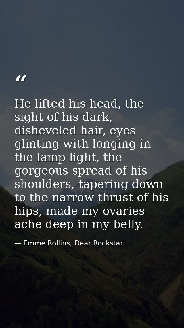 He lifted his head, the sight of his dark, disheveled hair, eyes glinting with longing in the lamp light, the gorgeous s — Emme Rollins, Dear Rockstar