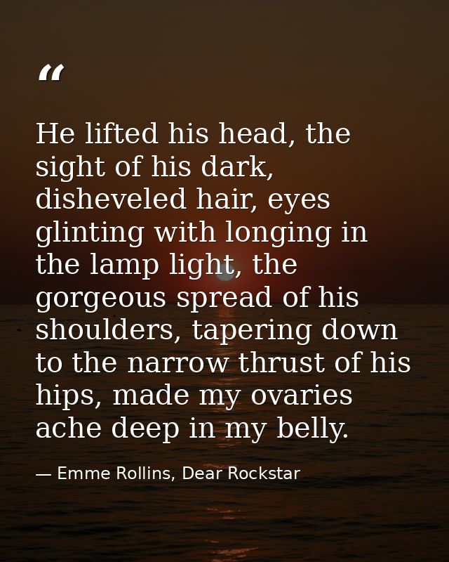 He lifted his head, the sight of his dark, disheveled hair, eyes glinting with longing in the lamp light, the gorgeous s — Emme Rollins, Dear Rockstar