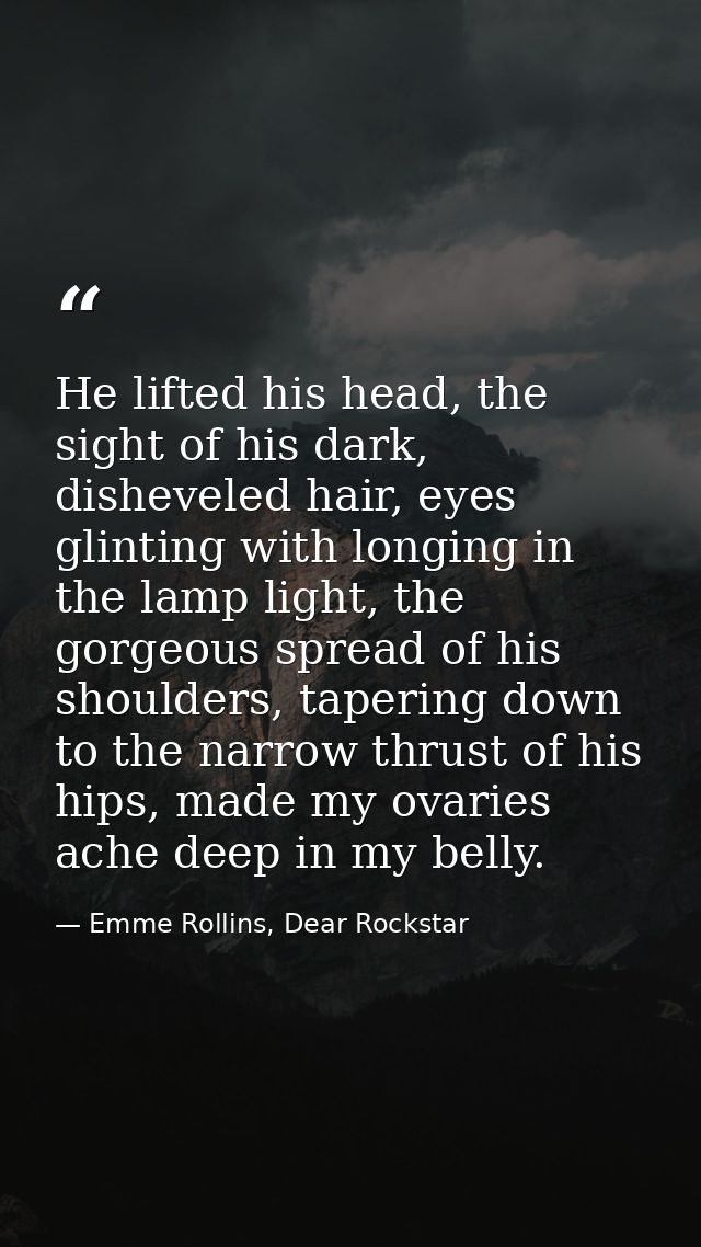 He lifted his head, the sight of his dark, disheveled hair, eyes glinting with longing in the lamp light, the gorgeous s — Emme Rollins, Dear Rockstar