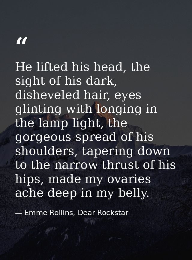 He lifted his head, the sight of his dark, disheveled hair, eyes glinting with longing in the lamp light, the gorgeous s — Emme Rollins, Dear Rockstar