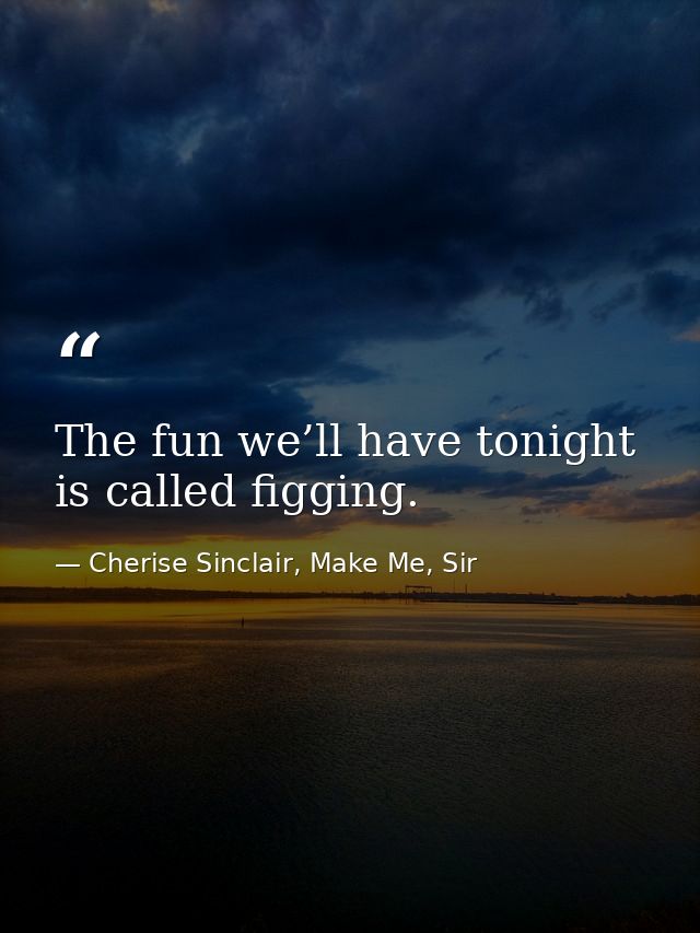 The fun we’ll have tonight is called figging. — Cherise Sinclair, Make Me, Sir