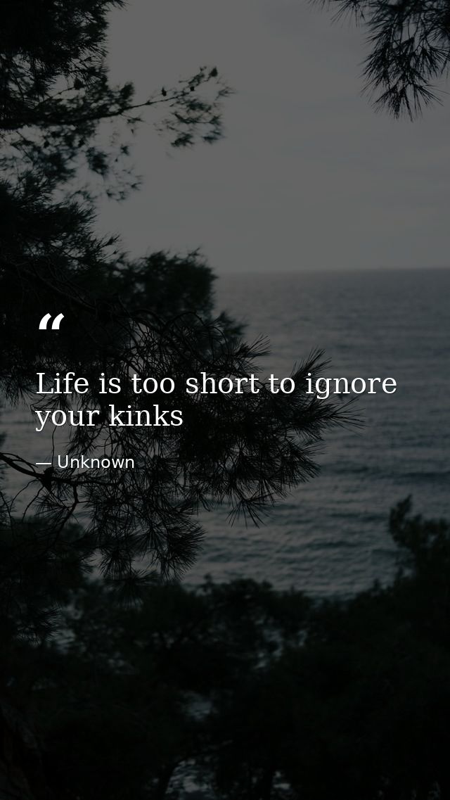 Life is too short to ignore your kinks — Unknown