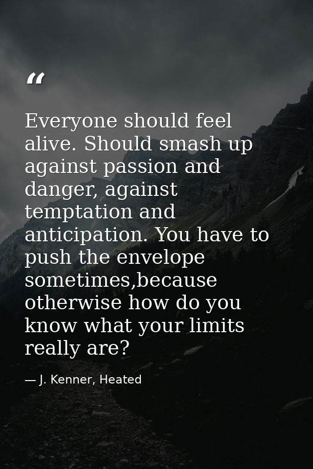 Everyone should feel alive. Should smash up against passion and danger, against temptation and anticipation. You have to — J. Kenner, Heated