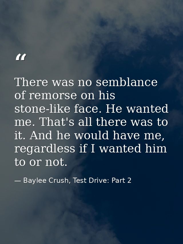 There was no semblance of remorse on his stone-like face. He wanted me. That's all there was to it. And he would have me — Baylee Crush, Test Drive: Part 2