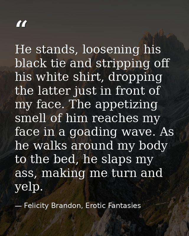 He stands, loosening his black tie and stripping off his white shirt, dropping the latter just in front of my face. The  — Felicity Brandon, Erotic Fantasies
