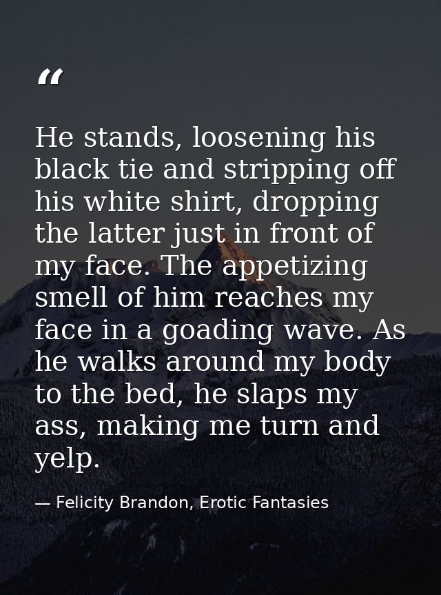 He stands, loosening his black tie and stripping off his white shirt, dropping the latter just in front of my face. The  — Felicity Brandon, Erotic Fantasies