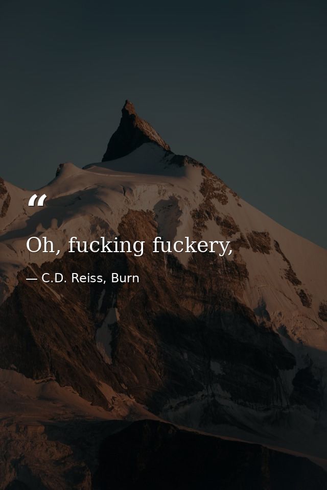 Oh, fucking fuckery, — C.D. Reiss, Burn