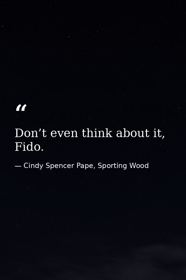 Don’t even think about it, Fido. — Cindy Spencer Pape, Sporting Wood