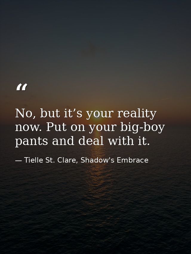 No, but it’s your reality now. Put on your big-boy pants and deal with it. — Tielle St. Clare, Shadow's Embrace