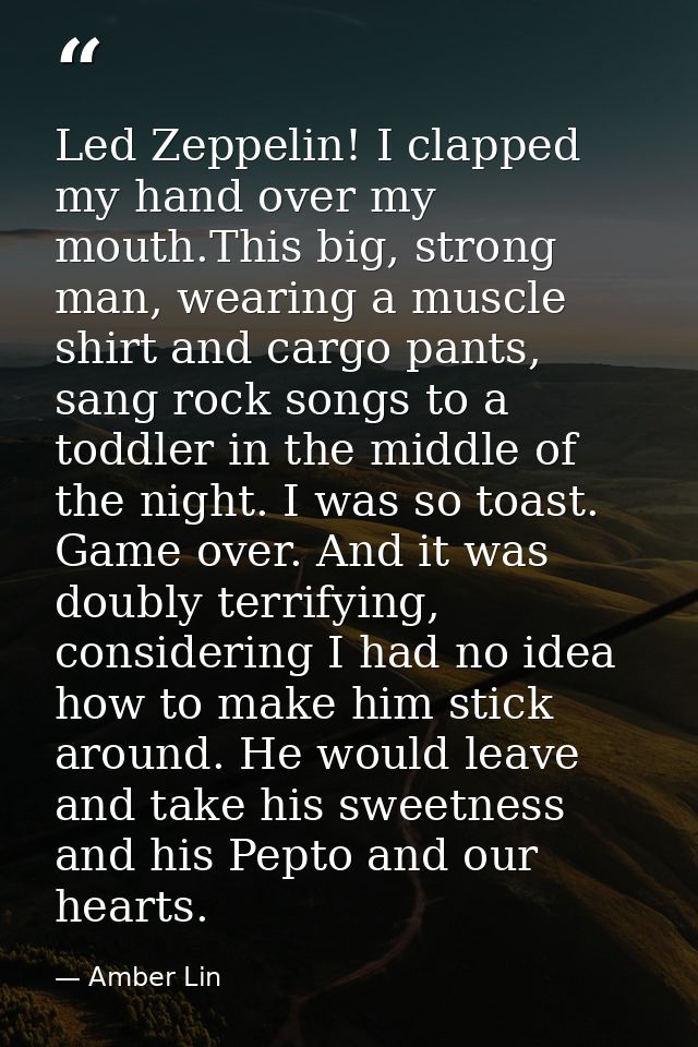 Led Zeppelin! I clapped my hand over my mouth.This big, strong man, wearing a muscle shirt and cargo pants, sang rock so — Amber Lin