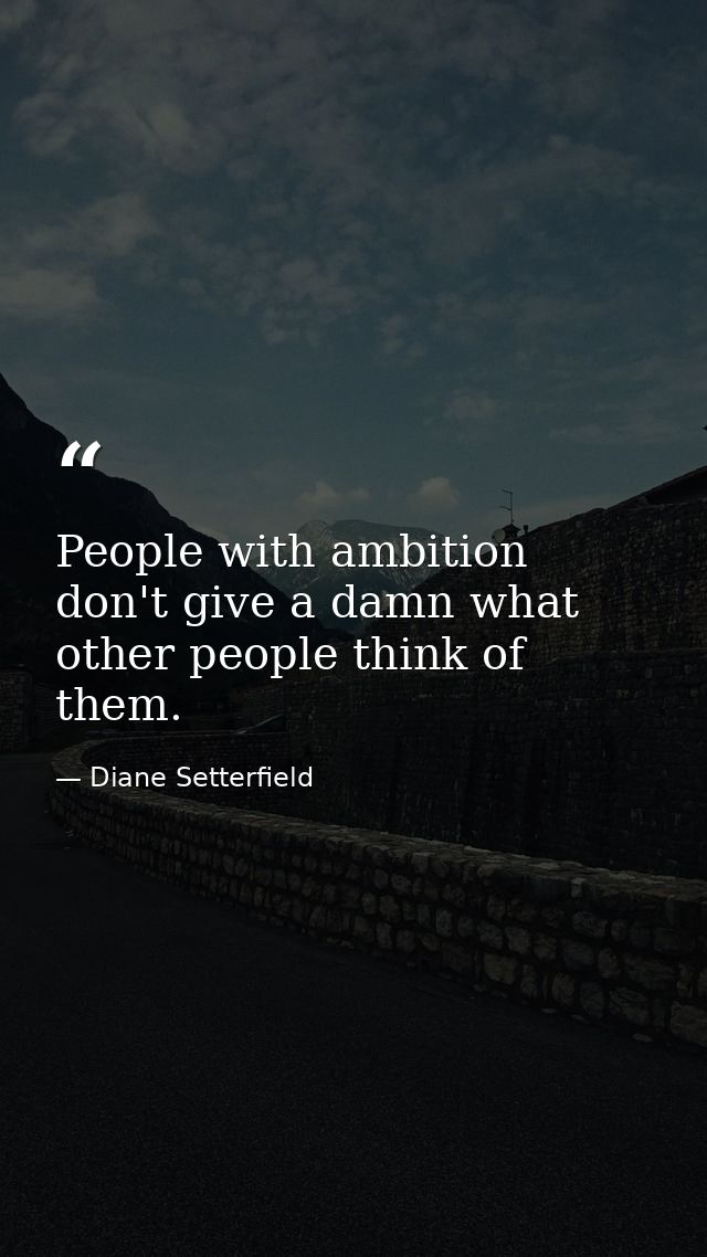 People with ambition don't give a damn what other people think of them. — Diane Setterfield