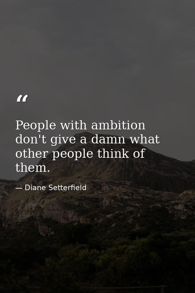 People with ambition don't give a damn what other people think of them. — Diane Setterfield