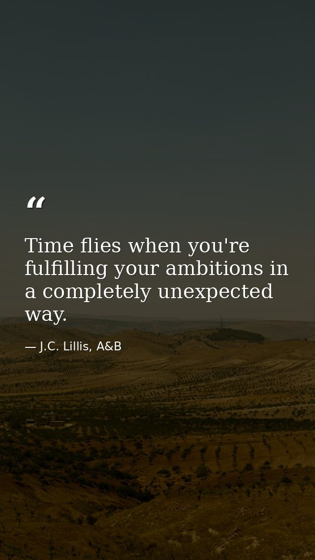 Time flies when you're fulfilling your ambitions in a completely unexpected way. — J.C. Lillis, A&B