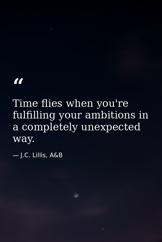 Time flies when you're fulfilling your ambitions in a completely unexpected way. — J.C. Lillis, A&B