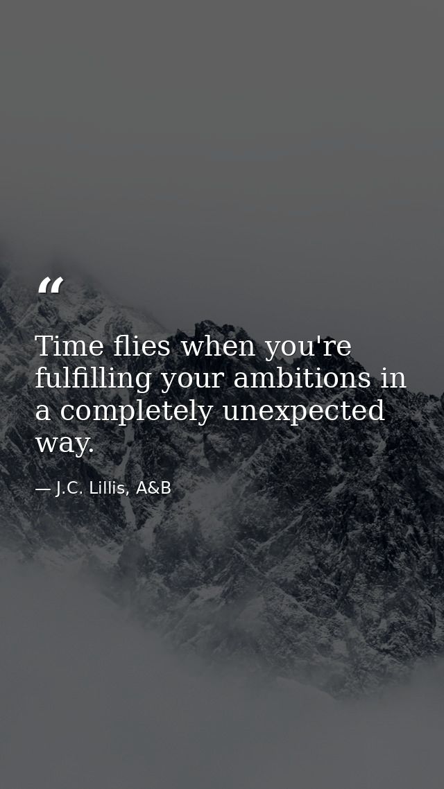 Time flies when you're fulfilling your ambitions in a completely unexpected way. — J.C. Lillis, A&B