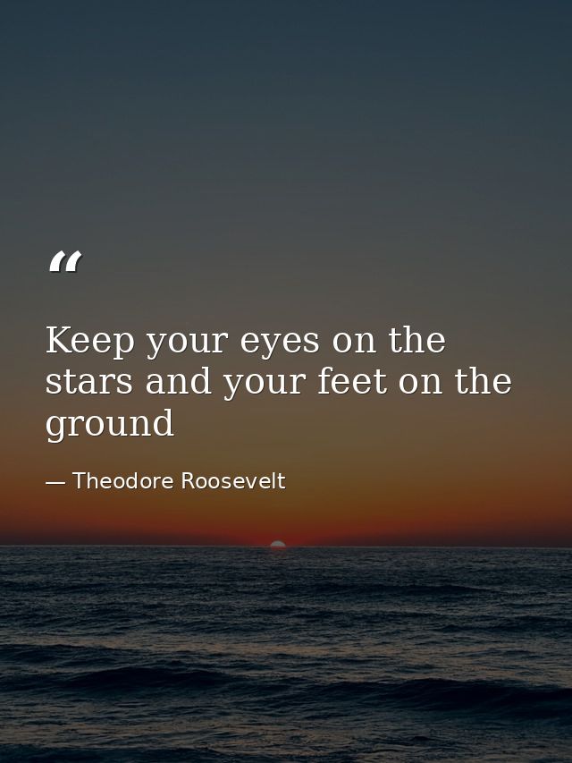 Keep your eyes on the stars and your feet on the ground — Theodore Roosevelt