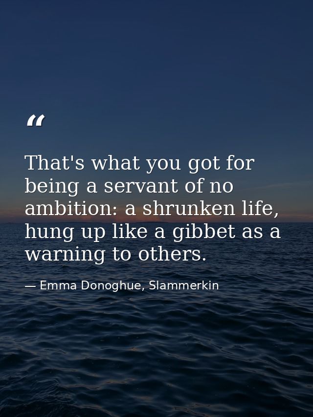 That's what you got for being a servant of no ambition: a shrunken life, hung up like a gibbet as a warning to others. — Emma Donoghue, Slammerkin