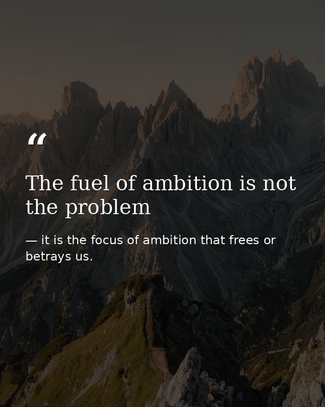 The fuel of ambition is not the problem — it is the focus of ambition that frees or betrays us.