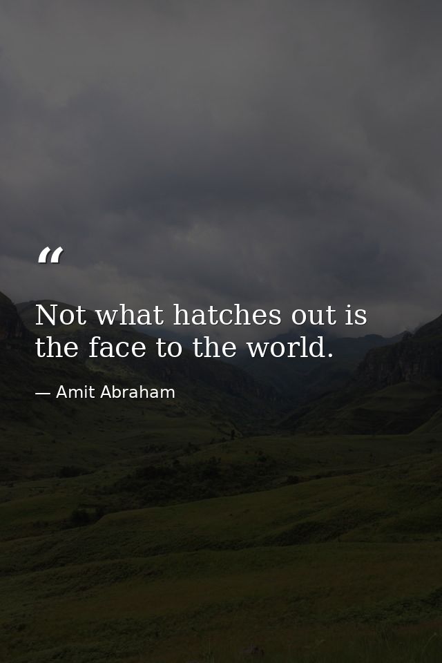Not what hatches out is the face to the world. — Amit Abraham