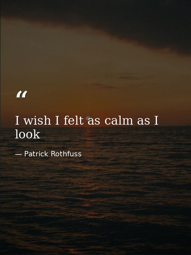 I wish I felt as calm as I look — Patrick Rothfuss