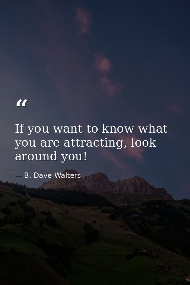 If you want to know what you are attracting, look around you! — B. Dave Walters