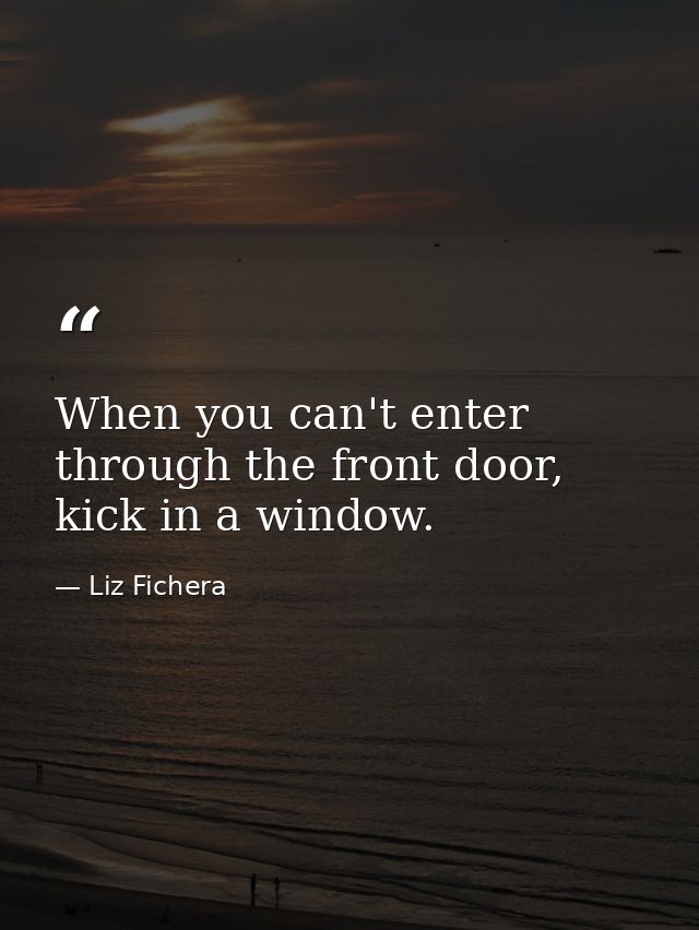 When you can't enter through the front door, kick in a window. — Liz Fichera