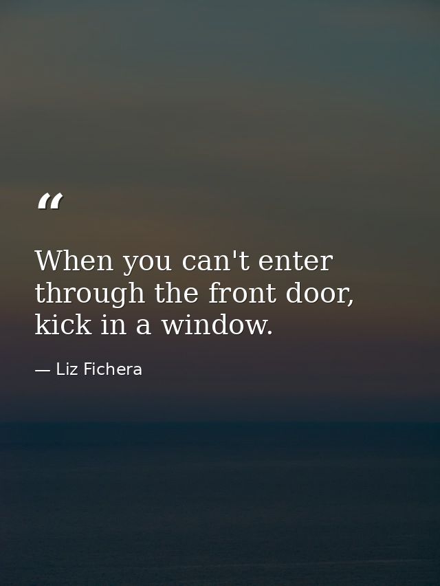 When you can't enter through the front door, kick in a window. — Liz Fichera