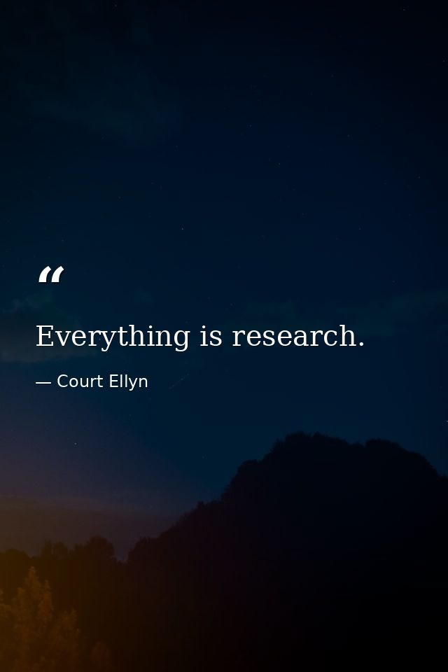 Everything is research. — Court Ellyn