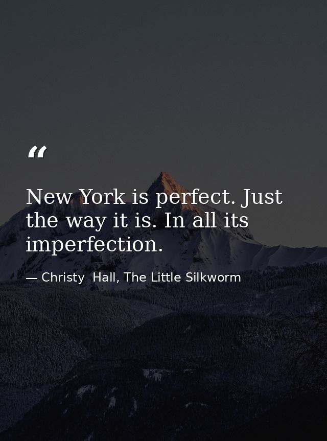 New York is perfect. Just the way it is. In all its imperfection. — Christy  Hall, The Little Silkworm