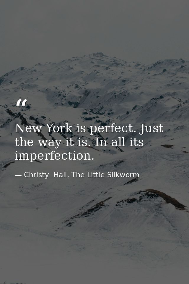 New York is perfect. Just the way it is. In all its imperfection. — Christy  Hall, The Little Silkworm