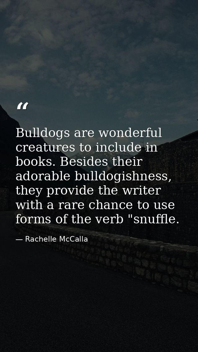 Bulldogs are wonderful creatures to include in books. Besides their adorable bulldogishness, they provide the writer wit — Rachelle McCalla