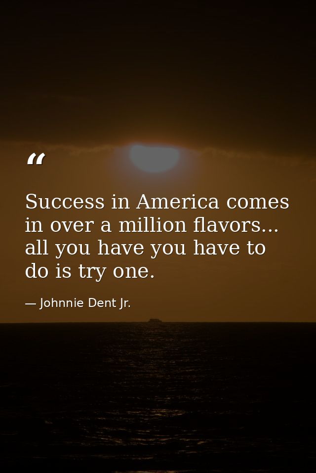 Success in America comes in over a million flavors... all you have you have to do is try one. — Johnnie Dent Jr.