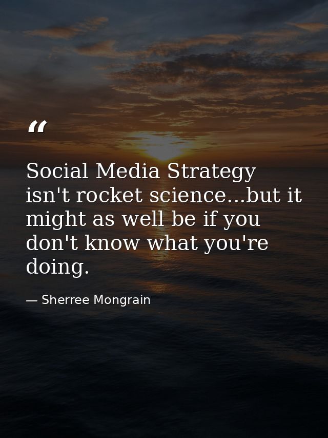 Social Media Strategy isn't rocket science...but it might as well be if you don't know what you're doing. — Sherree Mongrain