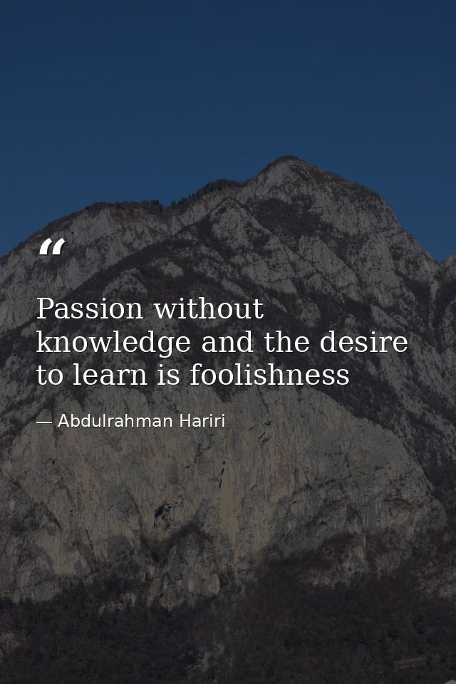 Passion without knowledge and the desire to learn is foolishness — Abdulrahman Hariri