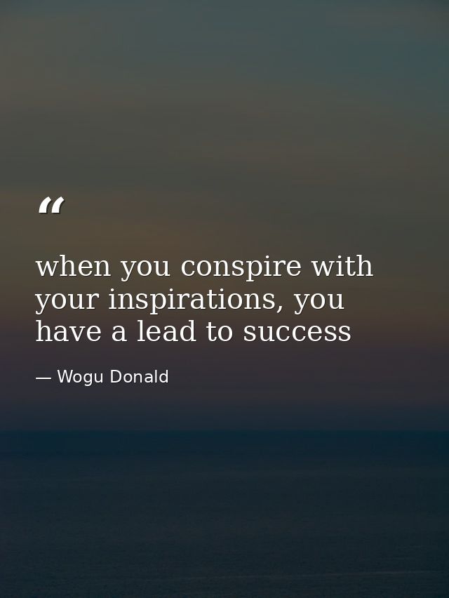 when you conspire with your inspirations, you have a lead to success — Wogu Donald