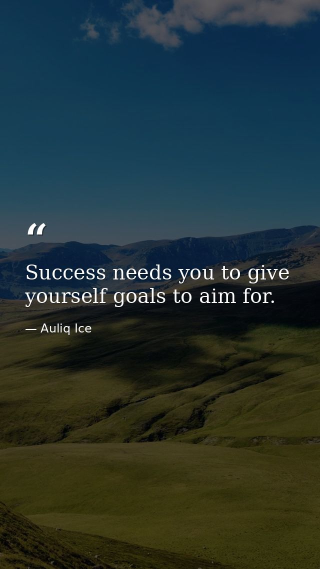 Success needs you to give yourself goals to aim for. — Auliq Ice