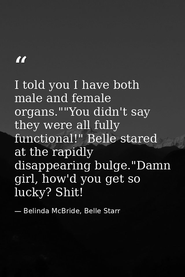 I told you I have both male and female organs.""You didn't say they were all fully functional!" Belle stared at the rapi — Belinda McBride, Belle Starr