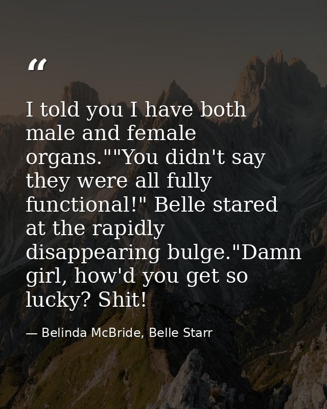 I told you I have both male and female organs.""You didn't say they were all fully functional!" Belle stared at the rapi — Belinda McBride, Belle Starr
